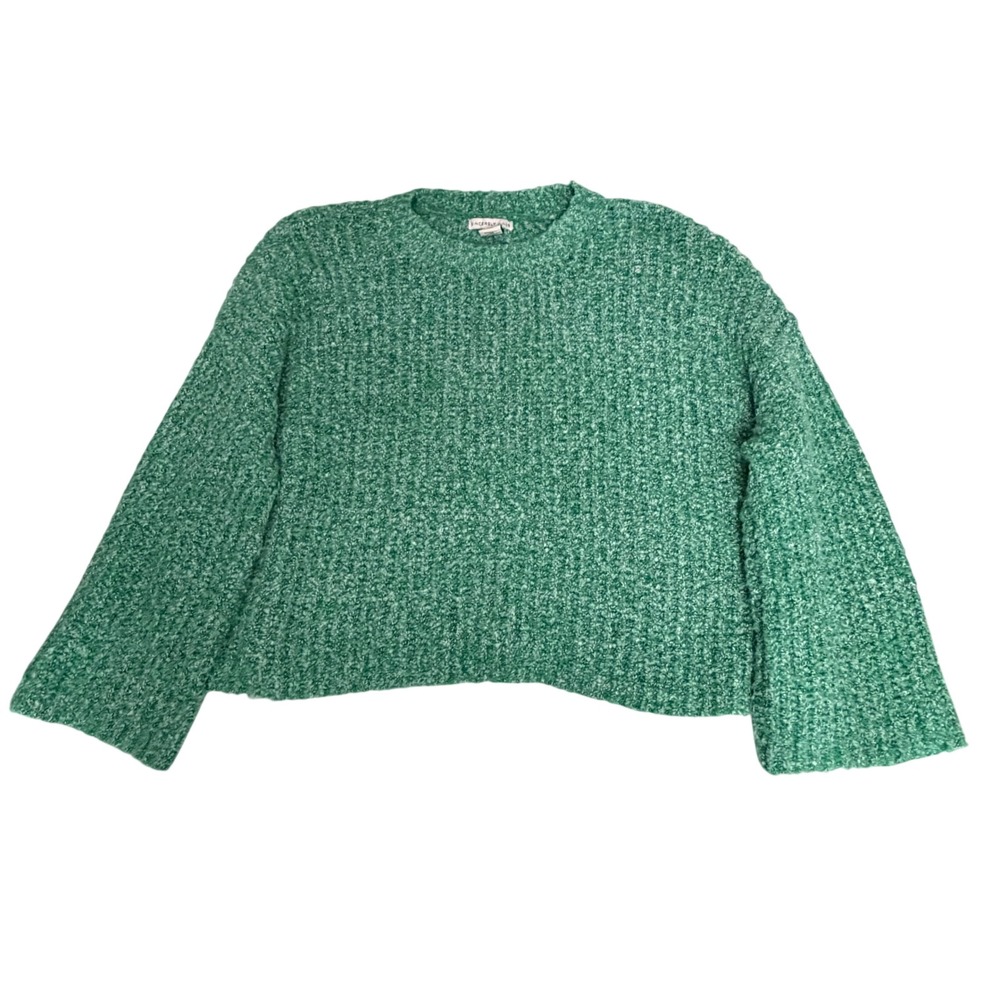 Sincerely Jules Green Marled Knit Sweater Womens Large Relaxed Cropped Pullover